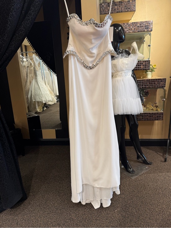 Dresses & Skirts - Strapless White Evening Gown with Crystal Trim